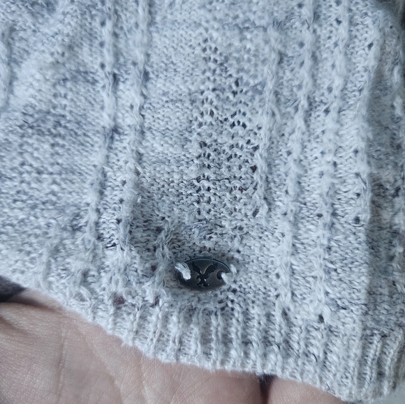 AMERICAN EAGLE Oatmeal Loose Knit Henley top Cotton Linen Blend XXS AE - Picture 6 of 9